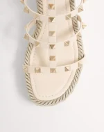 Valentino Rockstud Calfskin Wedge Sandal With Straps 95 Mm - Image 3